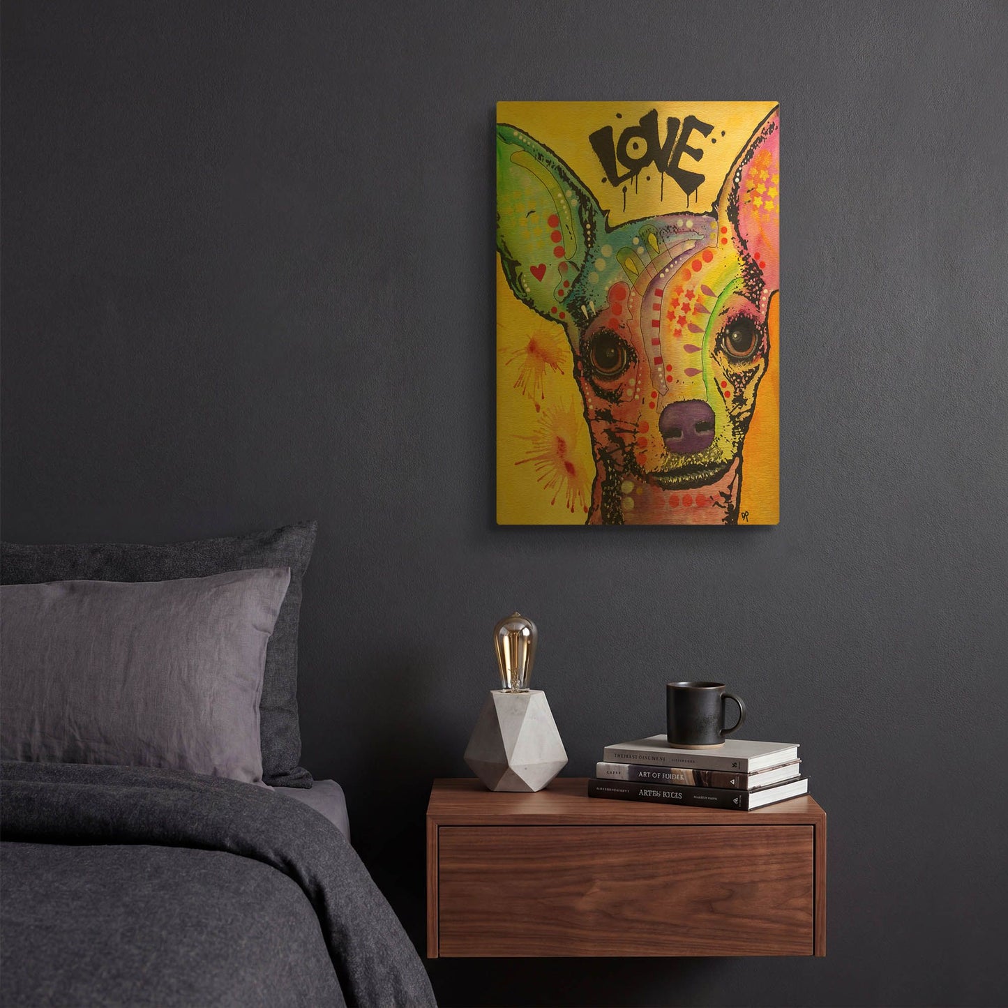 'Chihuahua Drip Love' By Dean Russo Gold Metal Wall Art