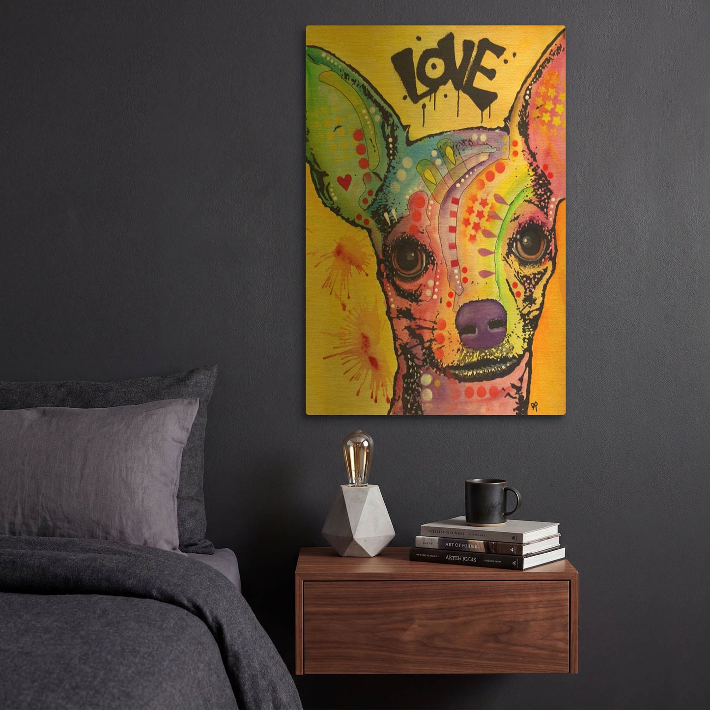 'Chihuahua Drip Love' By Dean Russo Gold Metal Wall Art