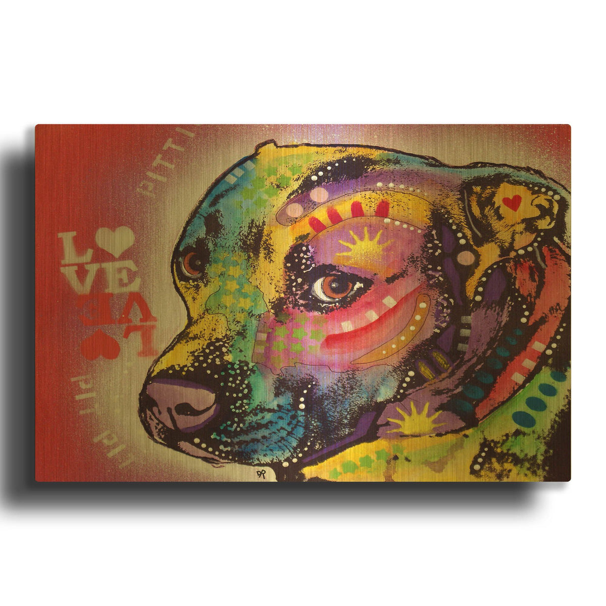 'Gratitude Pit Bull Pittie Love' By Dean Russo Gold Metal Wall Art