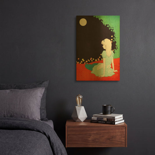 'Alice in the Moonlight' By Sai Tamiya Gold Metal Wall Art
