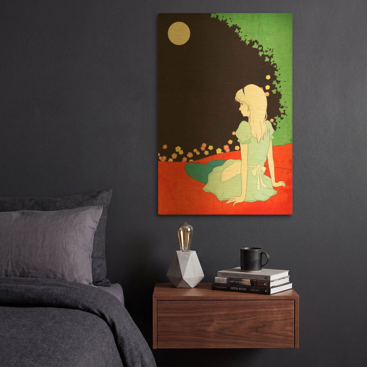 'Alice in the Moonlight' By Sai Tamiya Gold Metal Wall Art