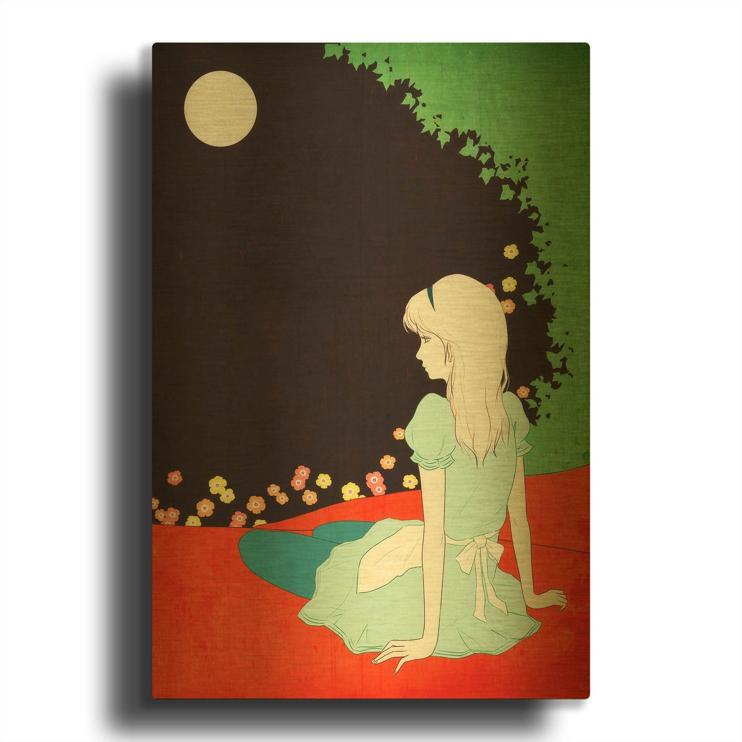 'Alice in the Moonlight' By Sai Tamiya Gold Metal Wall Art