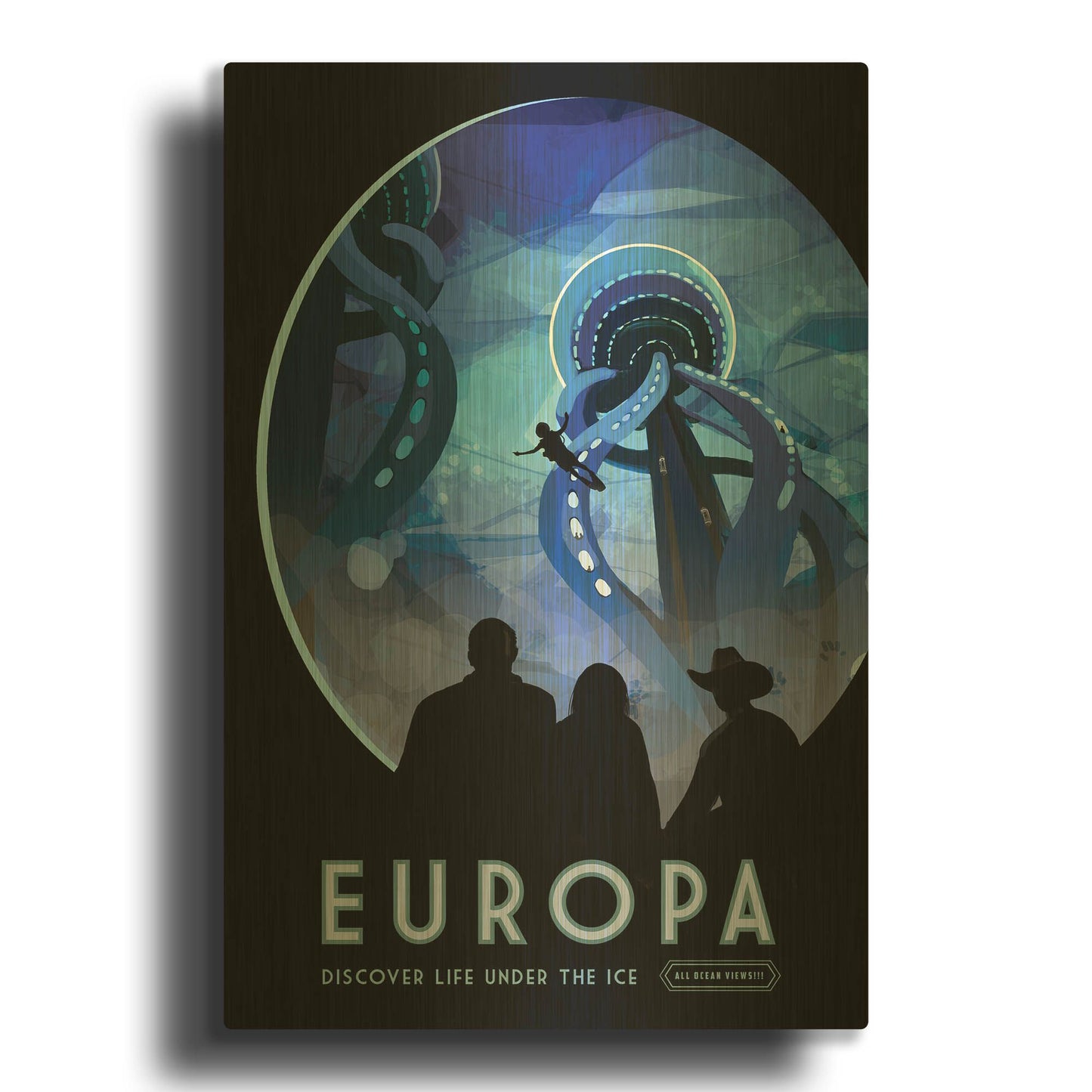 'Europa' By NASA Posters Gold Metal Wall Art