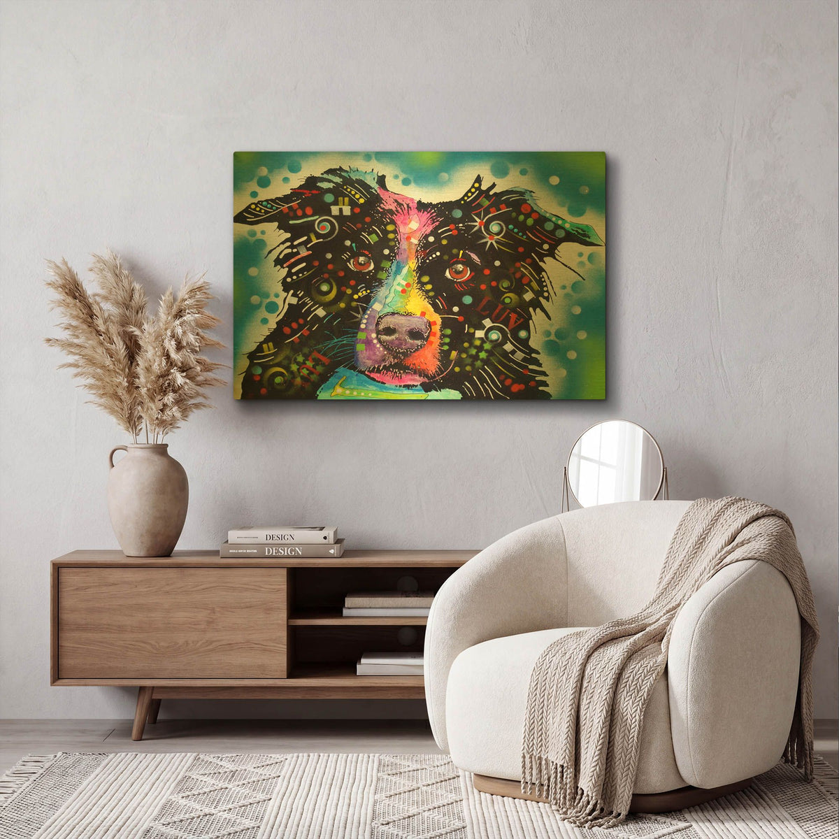 'Border Collie 3' By Dean Russo Gold Metal Wall Art