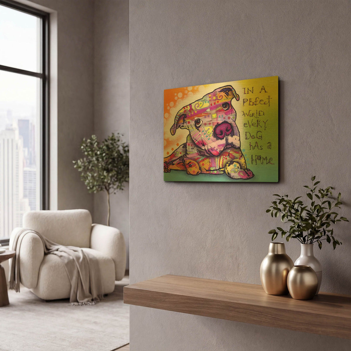 'Firu 2' By Dean Russo Gold Metal Wall Art
