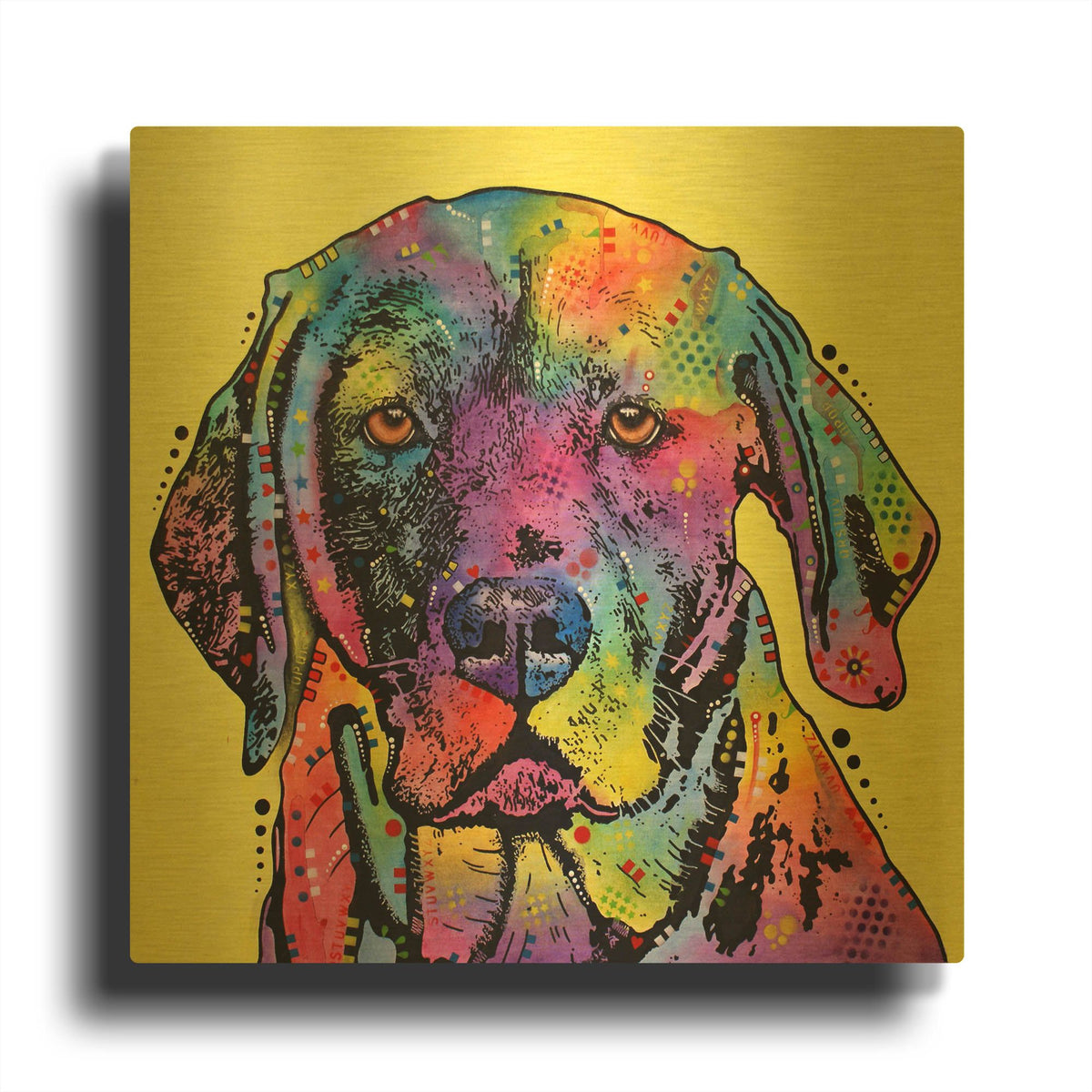 'Fixate Labrador' By Dean Russo Gold Metal Wall Art