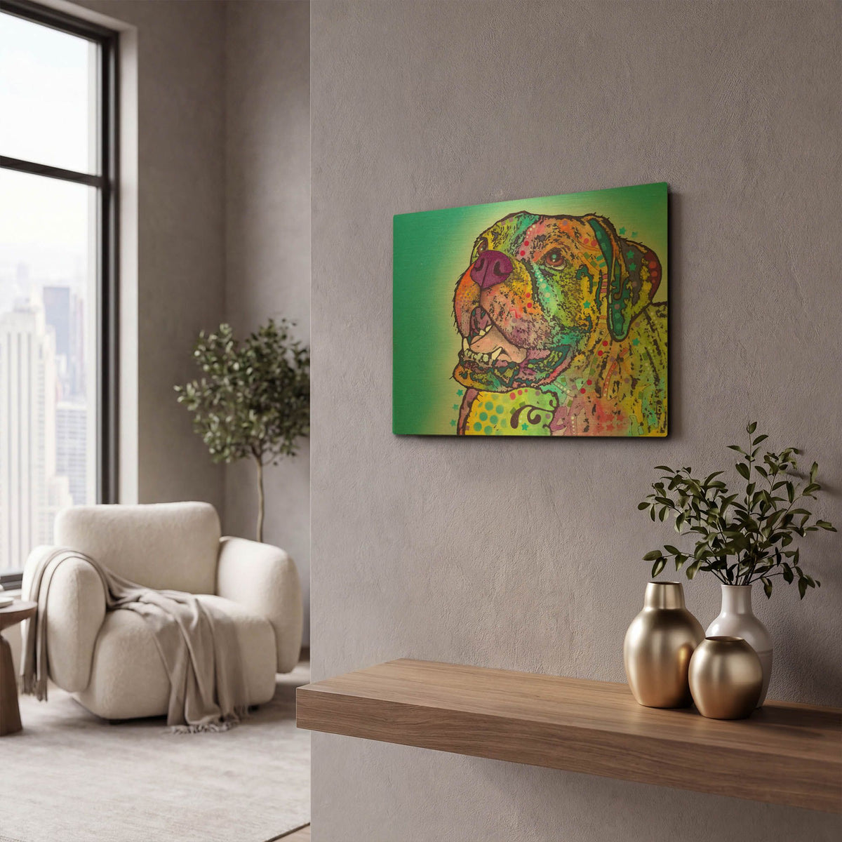 'Smiling Boxer' By Dean Russo Gold Metal Wall Art