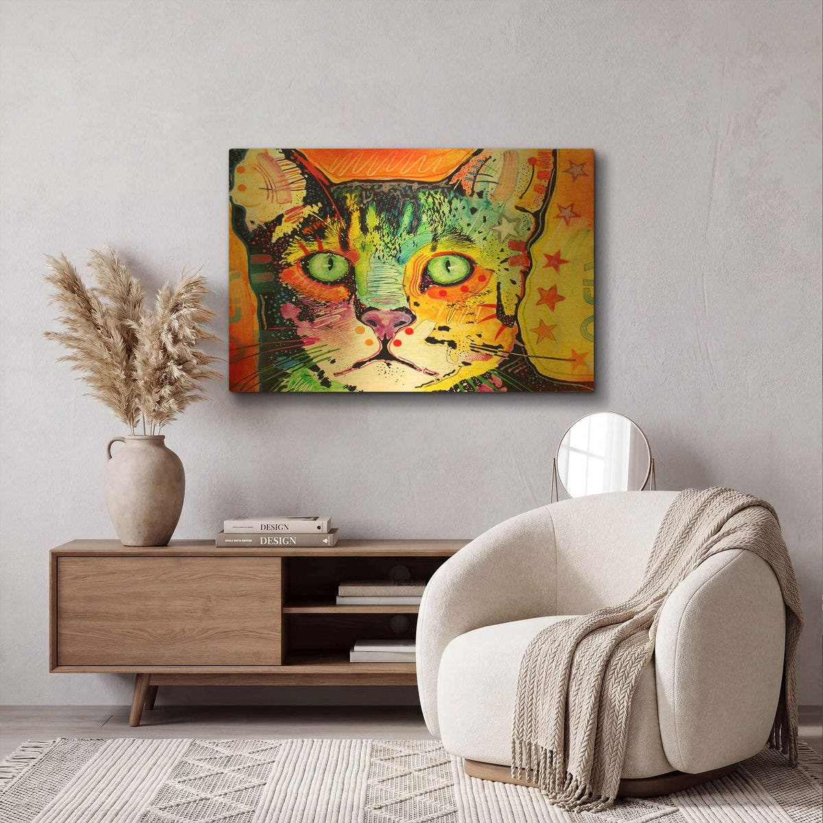 'Straight Cat' By Dean Russo Gold Metal Wall Art