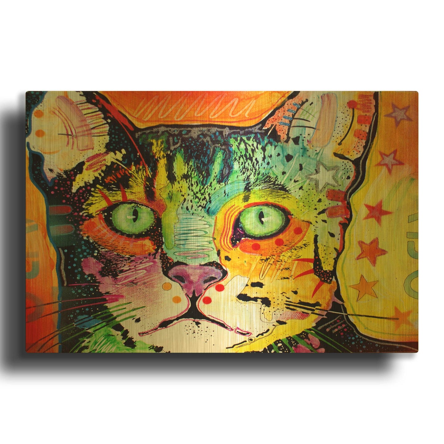 'Straight Cat' By Dean Russo Gold Metal Wall Art