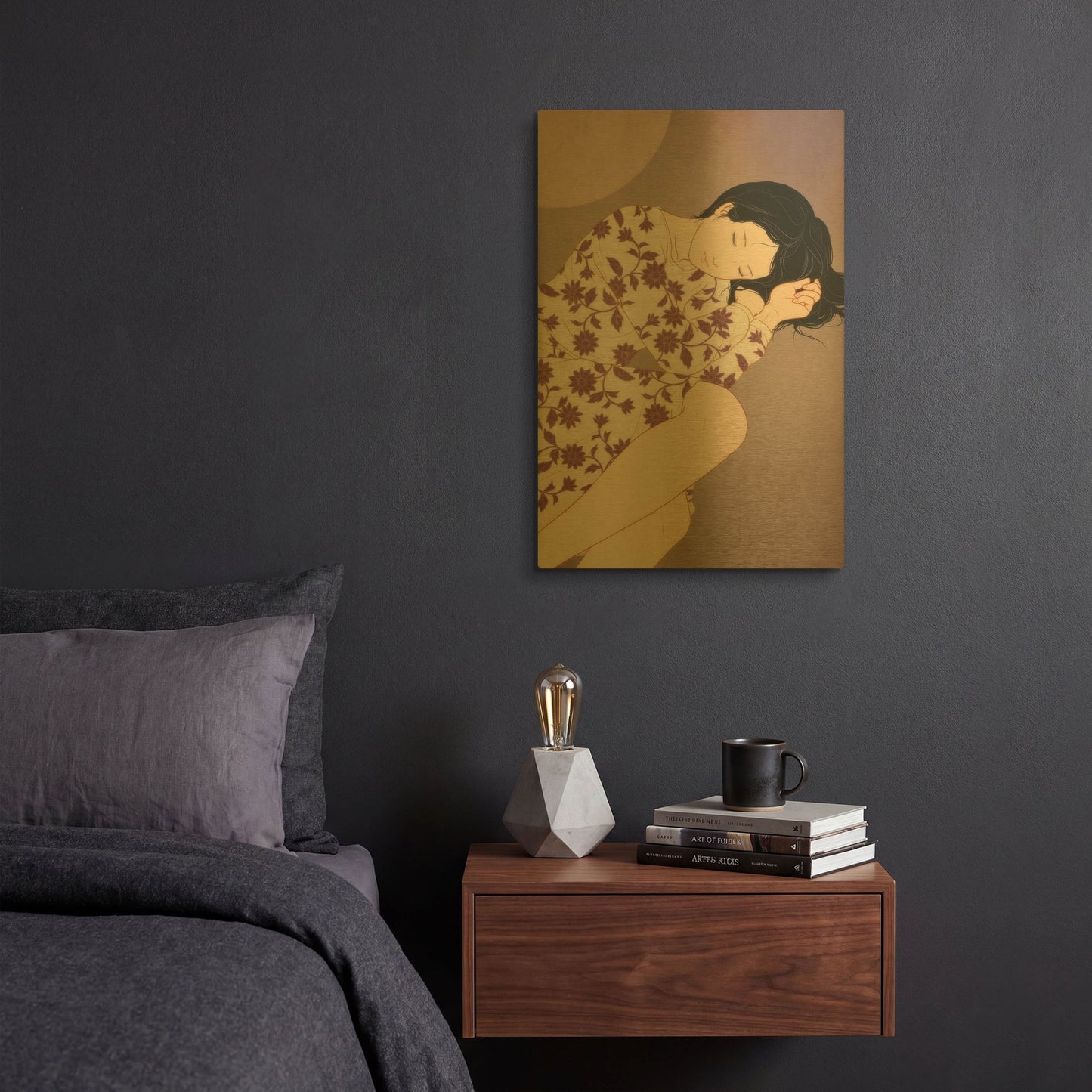 'Sleep' By Sai Tamiya Gold Metal Wall Art