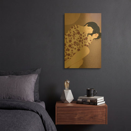 'Sleep' By Sai Tamiya Gold Metal Wall Art