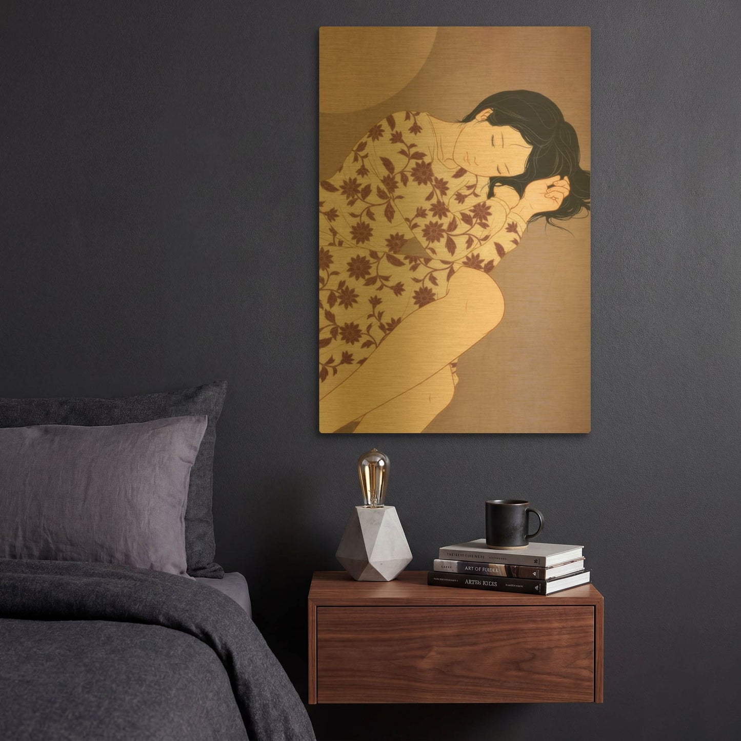 'Sleep' By Sai Tamiya Gold Metal Wall Art