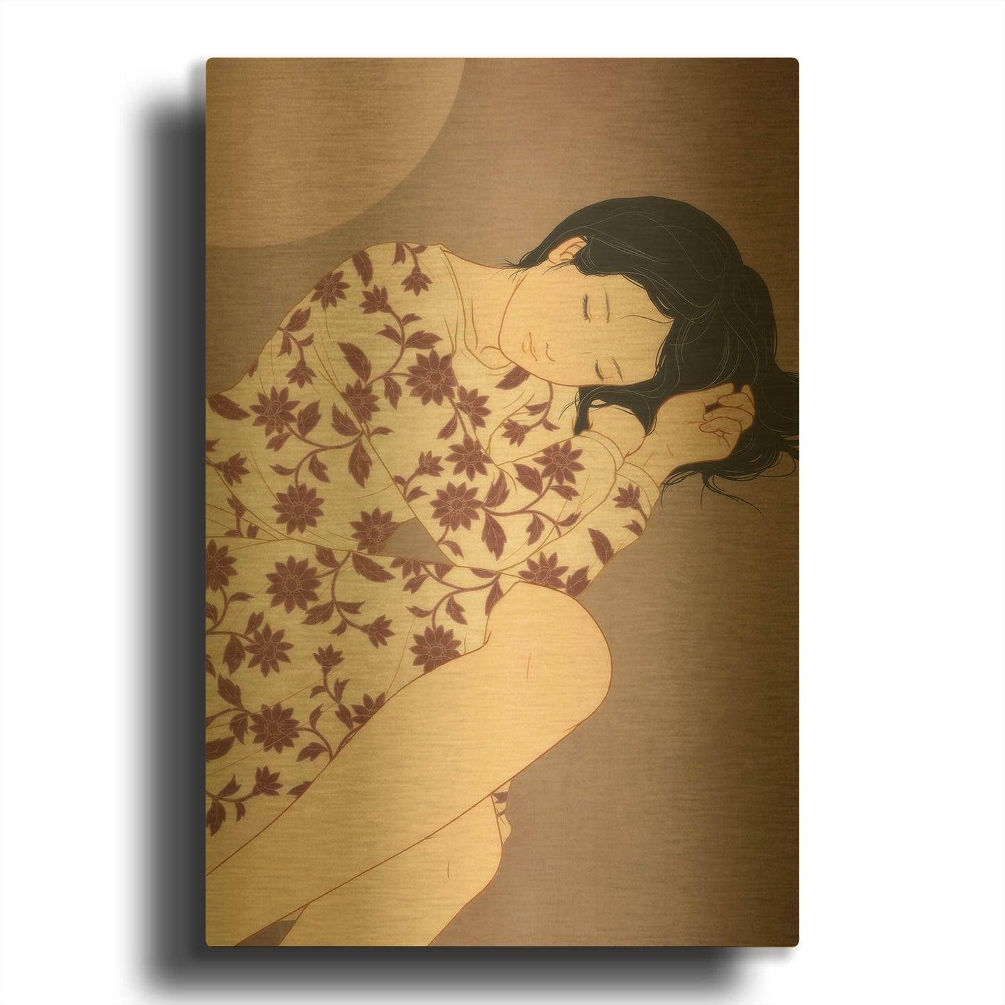 'Sleep' By Sai Tamiya Gold Metal Wall Art