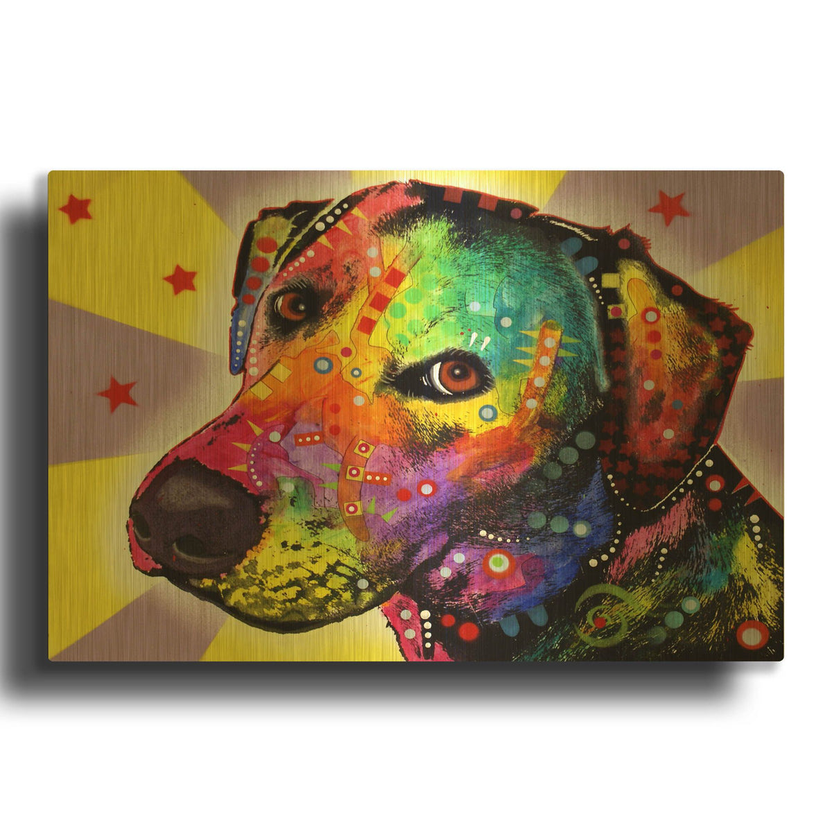 'Yellow Sorta Lab' By Dean Russo Gold Metal Wall Art