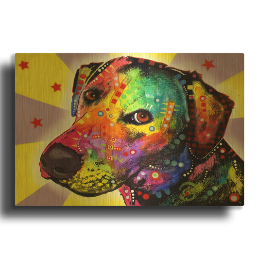 'Yellow Sorta Lab' By Dean Russo Gold Metal Wall Art