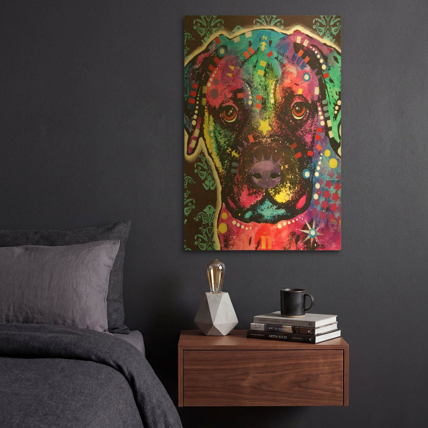 'Young Bullmastiff' By Dean Russo Gold Metal Wall Art