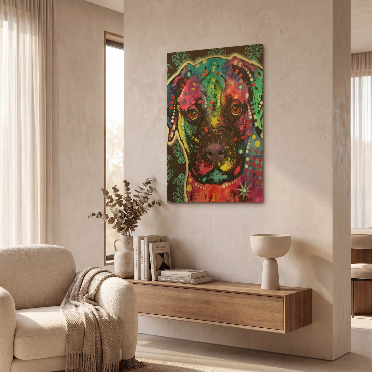 'Young Bullmastiff' By Dean Russo Gold Metal Wall Art