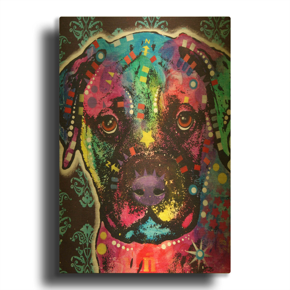 'Young Bullmastiff' By Dean Russo Gold Metal Wall Art