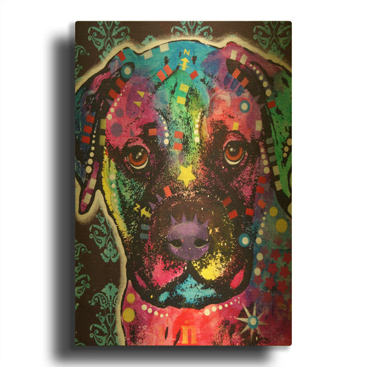 'Young Bullmastiff' By Dean Russo Gold Metal Wall Art