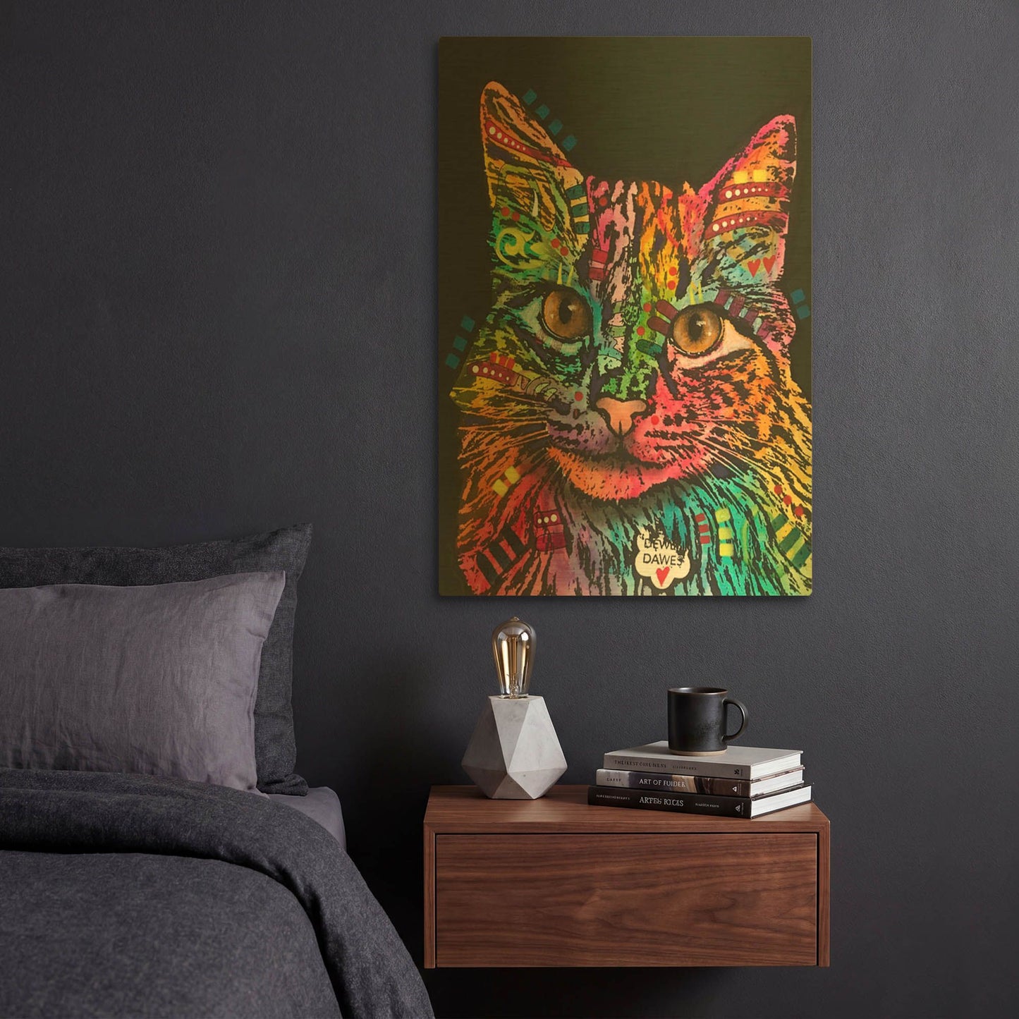 'Happy Gato Smile' By Dean Russo Gold Metal Wall Art