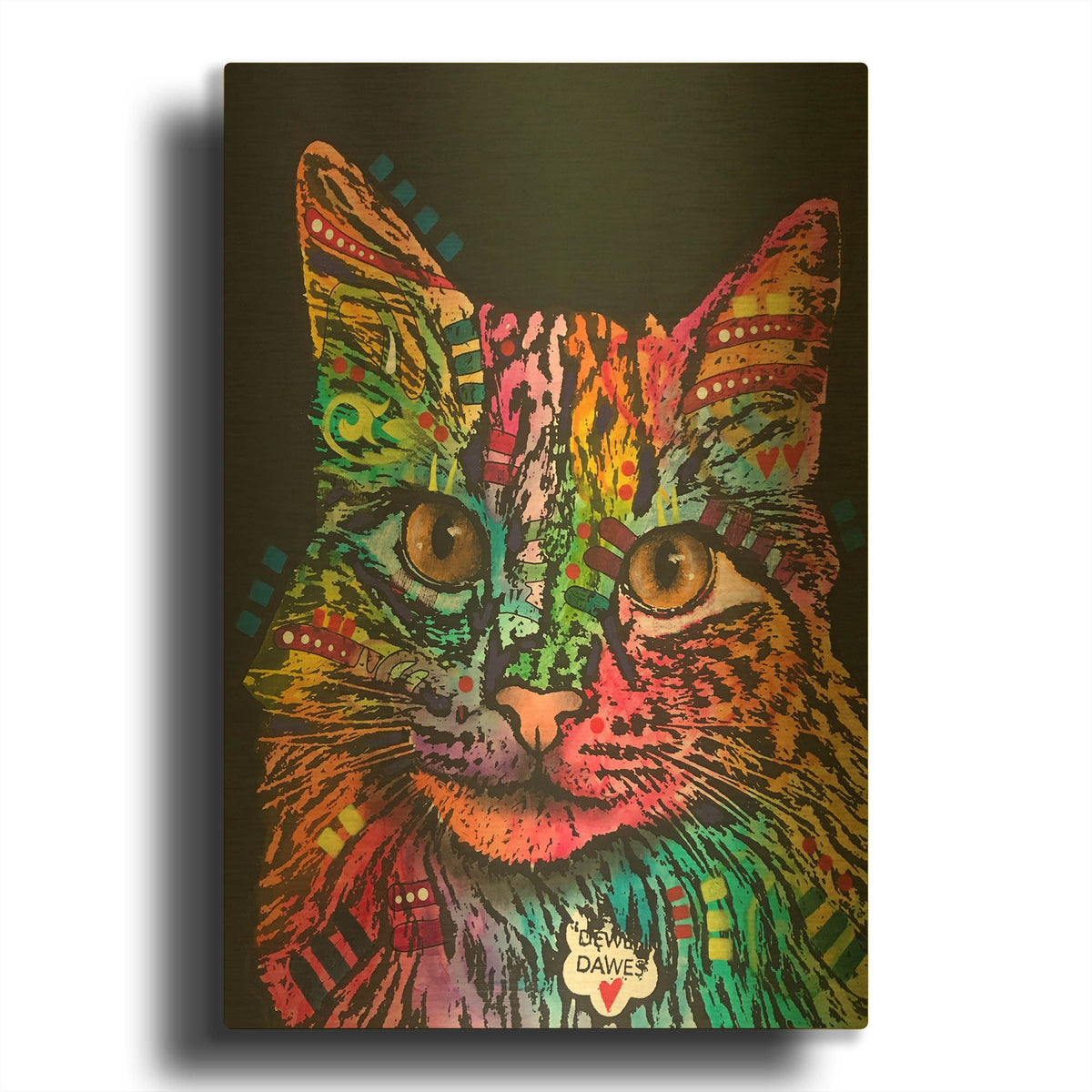 'Happy Gato Smile' By Dean Russo Gold Metal Wall Art