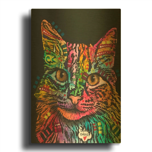 'Happy Gato Smile' By Dean Russo Gold Metal Wall Art