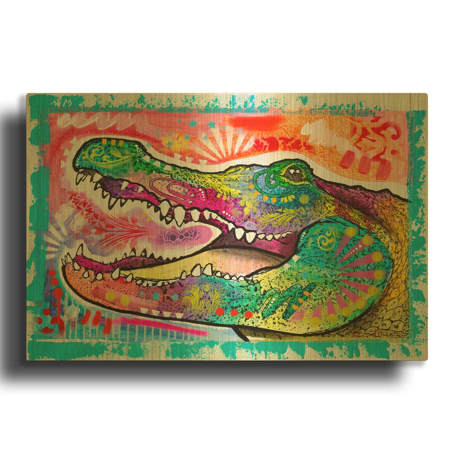 'Alligator 3' By Dean Russo Gold Metal Wall Art