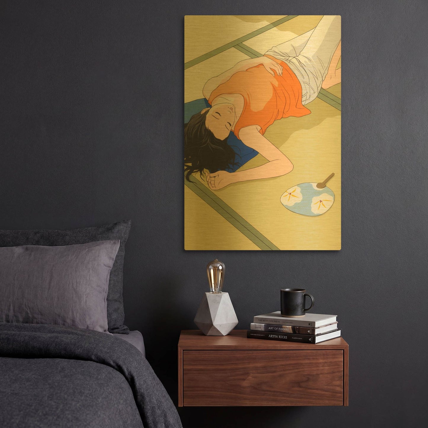 'Sleeping Woman' By Sai Tamiya Gold Metal Wall Art