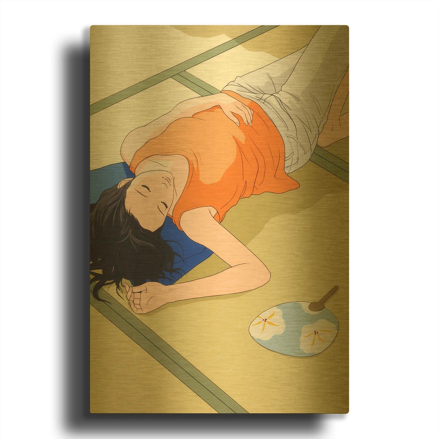 'Sleeping Woman' By Sai Tamiya Gold Metal Wall Art