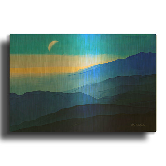 'Blue Mountains' By Ata Alishahi Gold Metal Wall Art