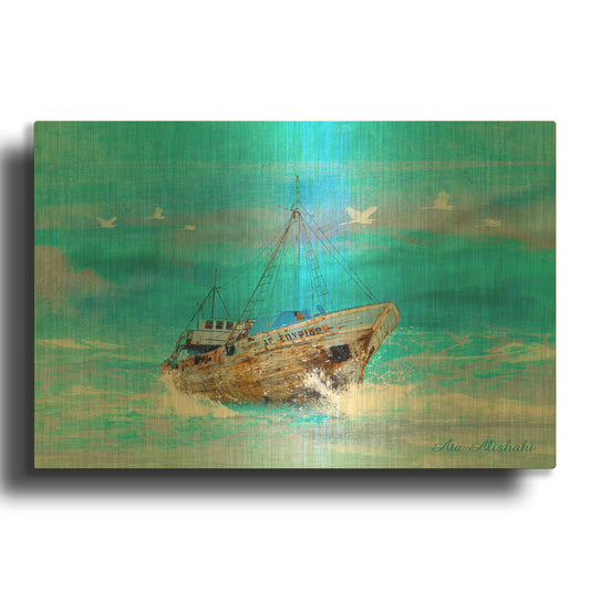 'Blue Sea' By Ata Alishahi Gold Metal Wall Art