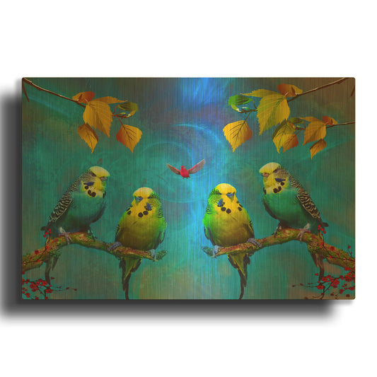 'Color Birds' By Ata Alishahi Gold Metal Wall Art