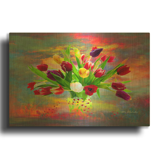 'Colorful Flowers 2' By Ata Alishahi Gold Metal Wall Art