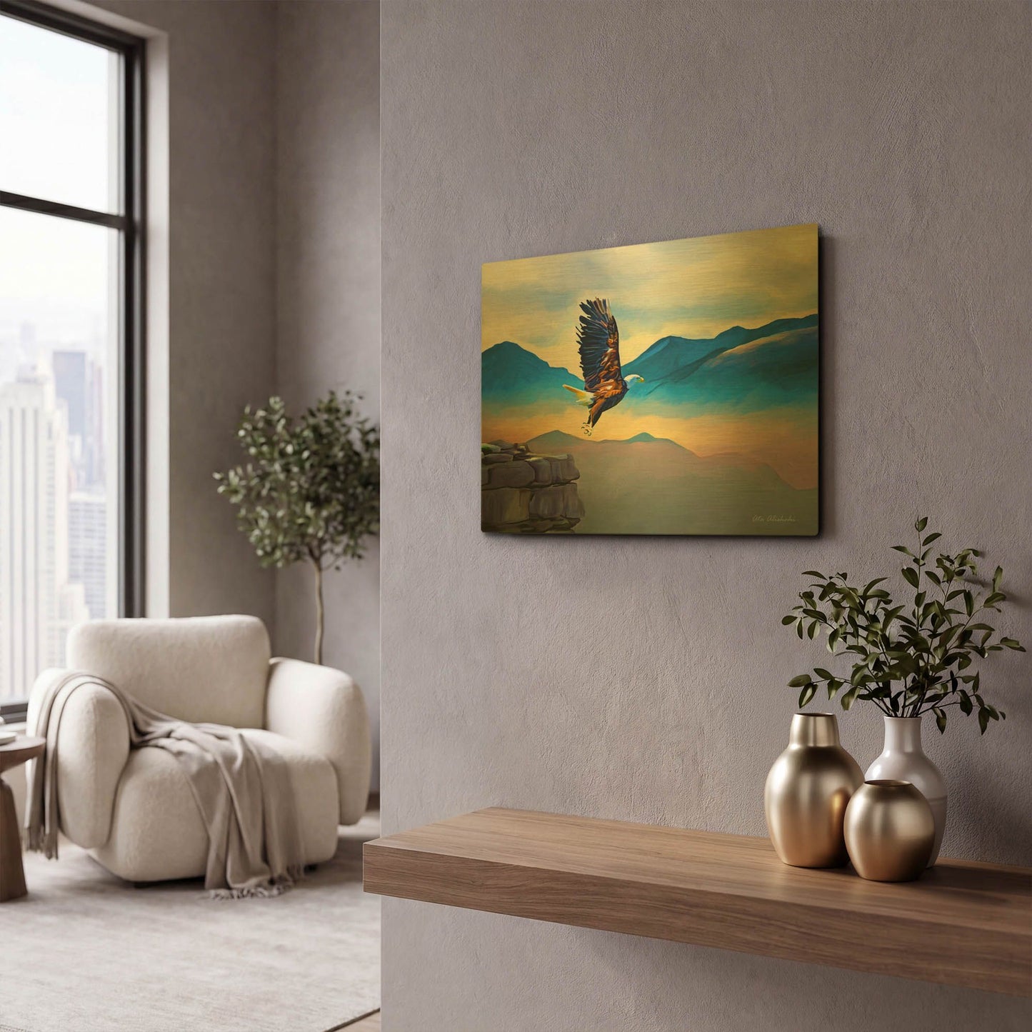 'Fly Higher' By Ata Alishahi Gold Metal Wall Art