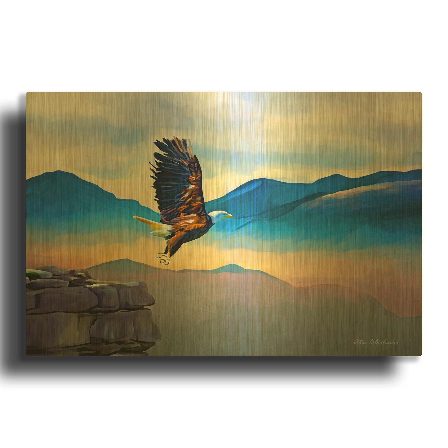 'Fly Higher' By Ata Alishahi Gold Metal Wall Art