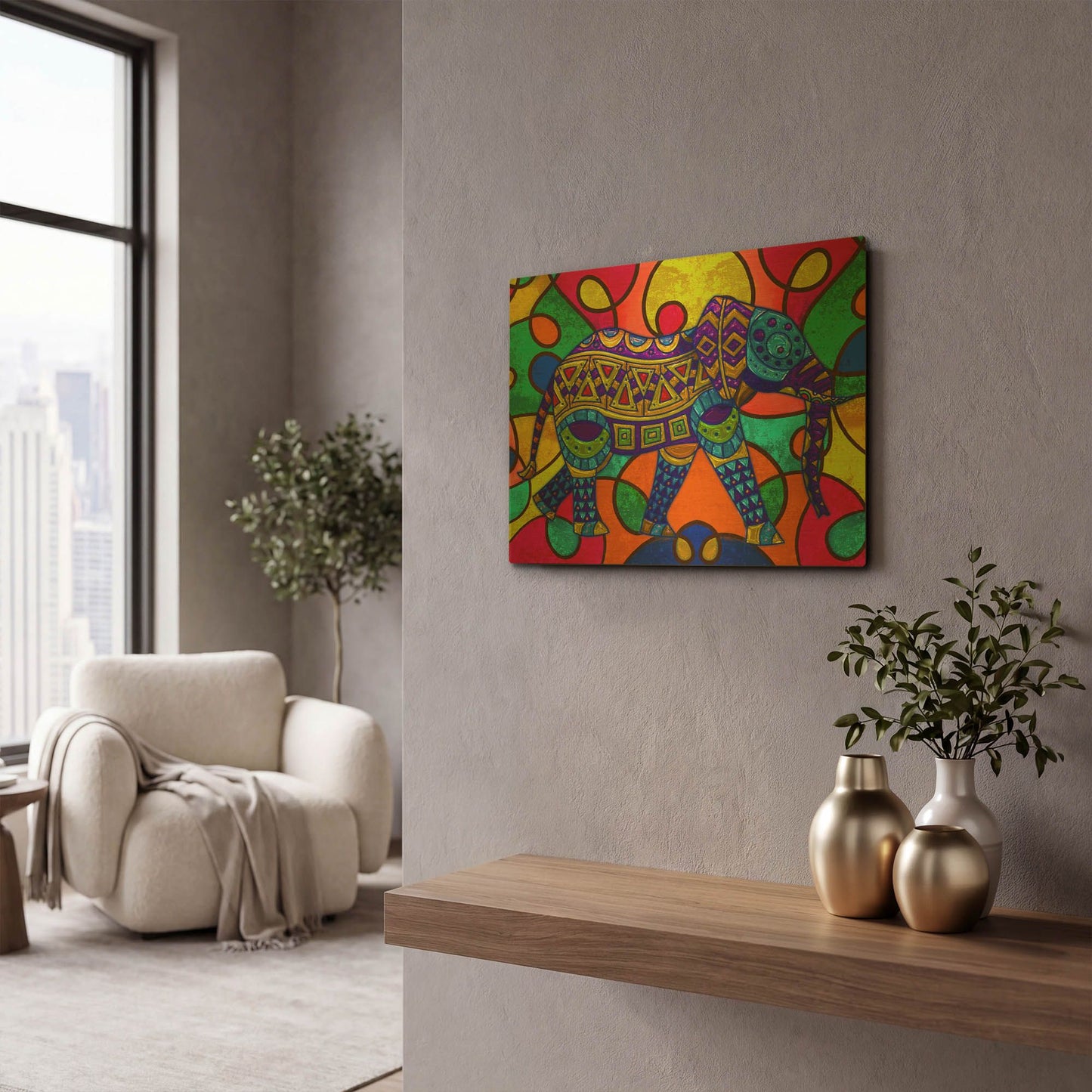 'Elephant' By Ata Alishahi Gold Metal Wall Art