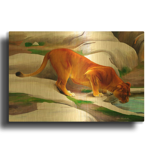 'Lioness' By Ata Alishahi Gold Metal Wall Art