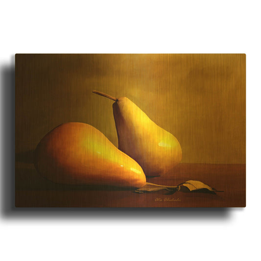 'Pears' By Ata Alishahi Gold Metal Wall Art