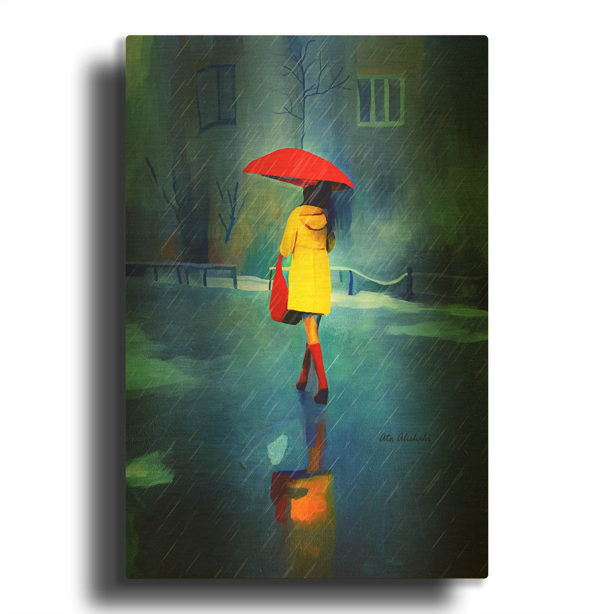 'Rainy Day' By Ata Alishahi Gold Metal Wall Art