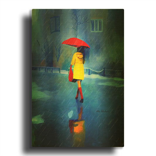 'Rainy Day' By Ata Alishahi Gold Metal Wall Art