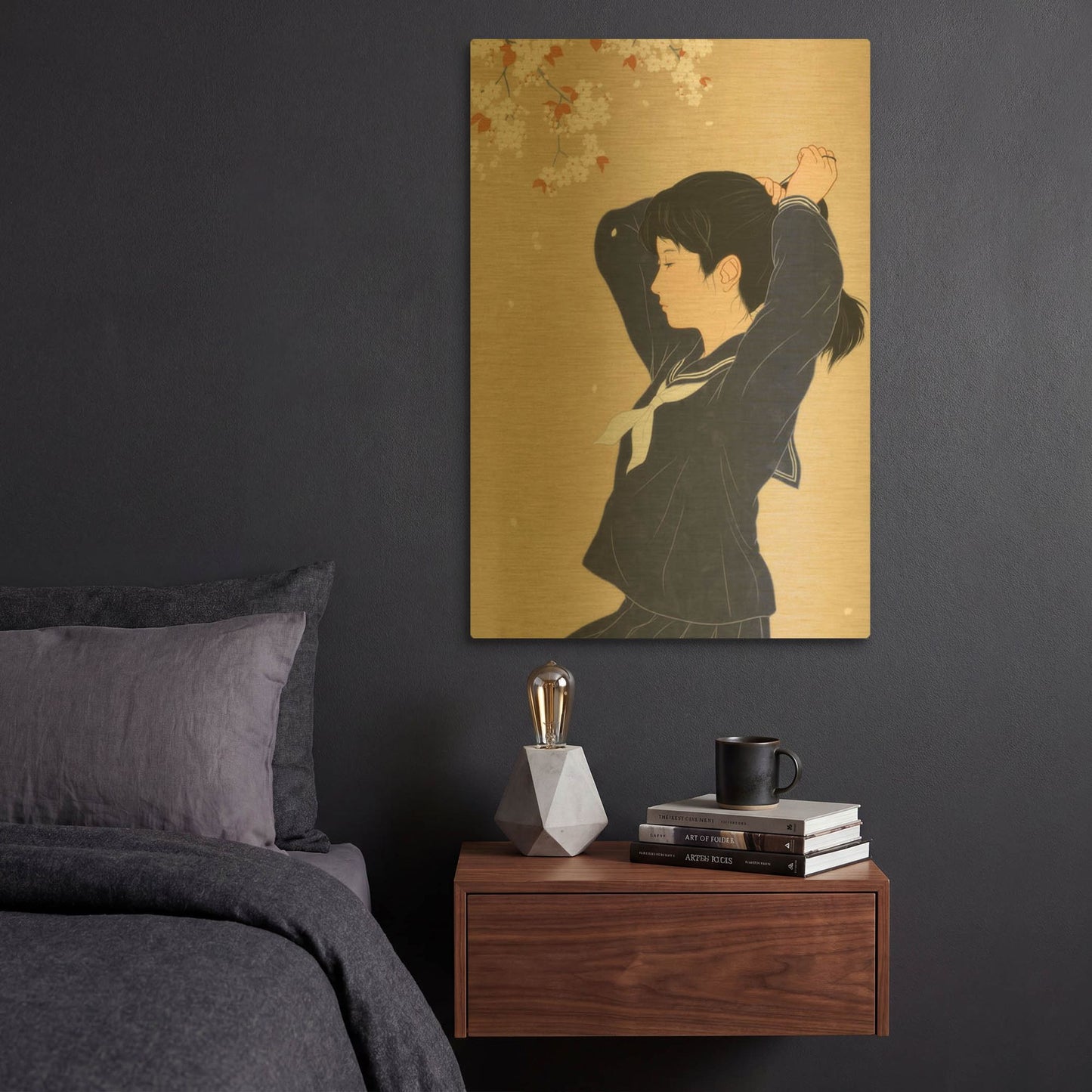 'Spring' By Sai Tamiya Gold Metal Wall Art