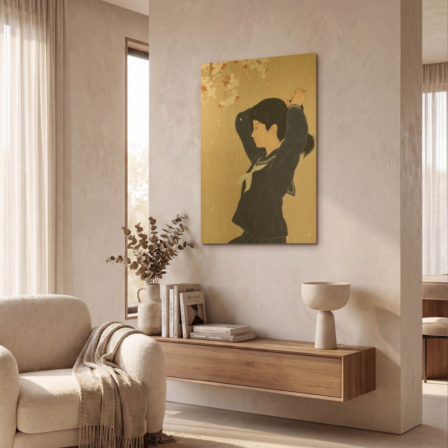 'Spring' By Sai Tamiya Gold Metal Wall Art