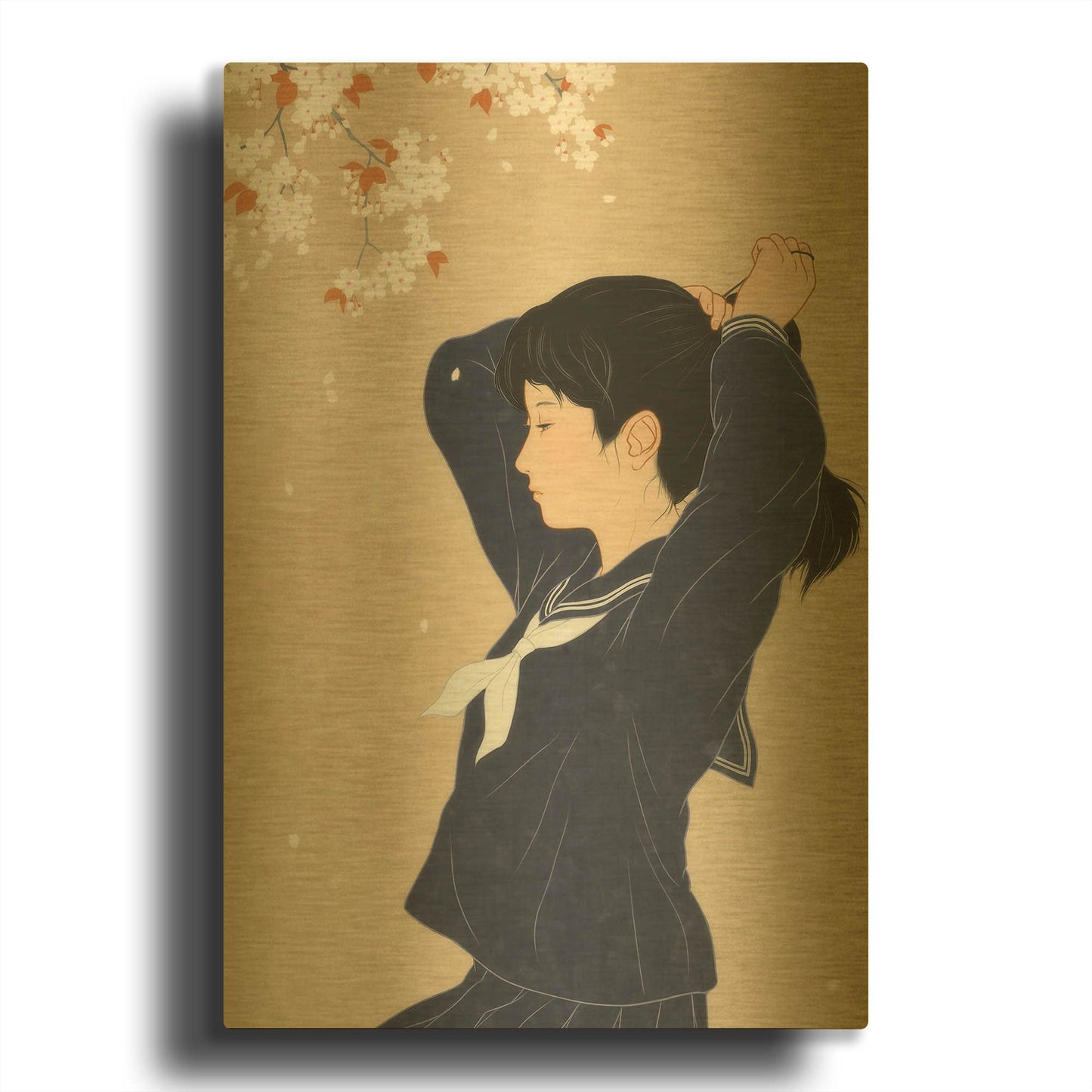 'Spring' By Sai Tamiya Gold Metal Wall Art