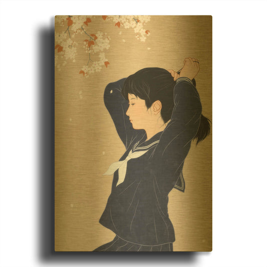 'Spring' By Sai Tamiya Gold Metal Wall Art