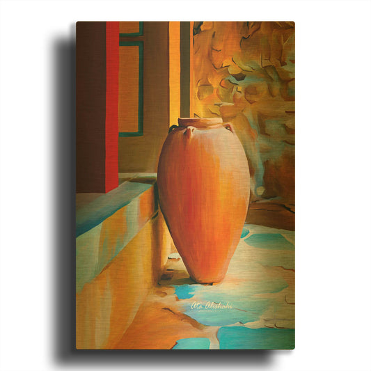 'Rustic Vase' By Ata Alishahi Gold Metal Wall Art