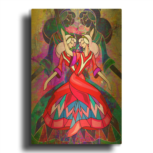 'Twin Dances' By Ata Alishahi Gold Metal Wall Art