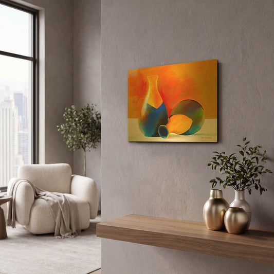 'Two Vases' By Ata Alishahi Gold Metal Wall Art