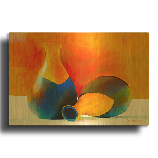 'Two Vases' By Ata Alishahi Gold Metal Wall Art