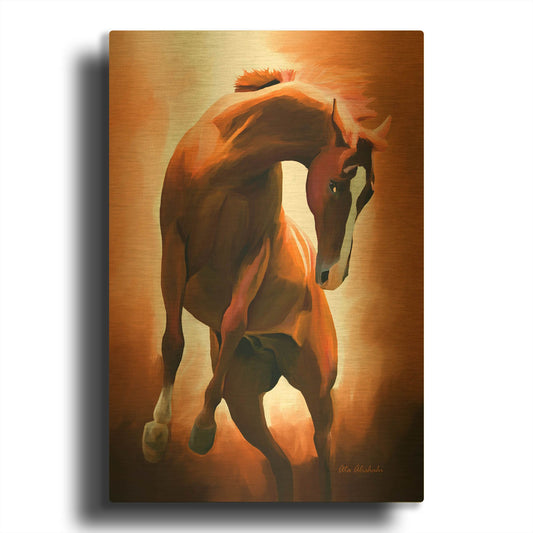 'Wild Horse' By Ata Alishahi Gold Metal Wall Art