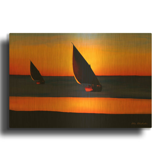 'Sunset' By Ata Alishahi Gold Metal Wall Art